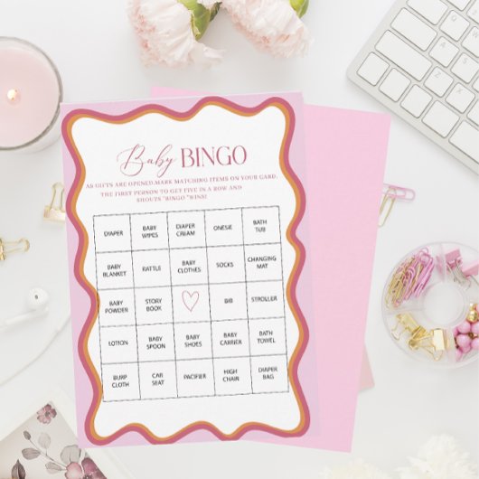 Elegante Waterverf Minimalistisch Wavy heet roze s Feestdagenkaart