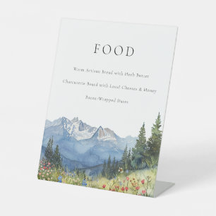 Elegante Waterverf Mountain Food Menu Reclamebord Met Voetstuk
