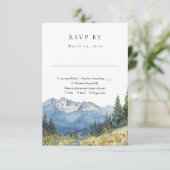Elegante Waterverf Mountain Wildflower bruiloft RSVP Kaartje (Staand voorkant)
