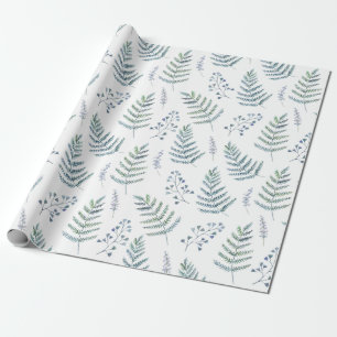 Elegante Waterverf Natuurlijke Bos Varens Patroon Cadeaupapier