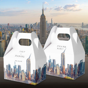 Elegante Waterverf New York Huwelijk Bedankdoosjes