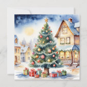 Elegante Waterverf niet foto kerstboom Feestdagenkaart (Voorkant)