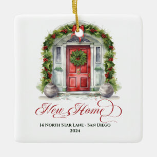 Elegante Waterverf Nieuw Huis Kerst Keramisch Ornament