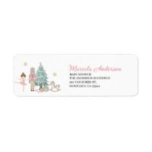 Elegante waterverf notenkraker ballet roze kerst etiket