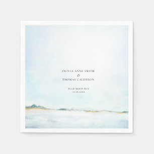 Elegante Waterverf Ocean Beach Kustbruiloft Servet