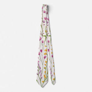 Elegante waterverf oranje roze kleur bloemen5 stropdas