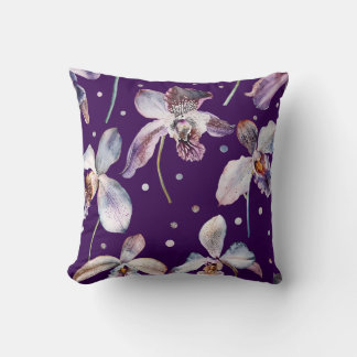 Elegante Waterverf Orchideeën Bloemenpatroon Kussen