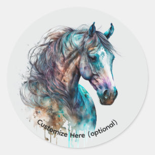 Elegante Waterverf Paard Portret Sticker