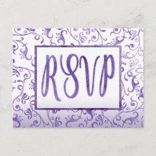 Elegante Waterverf Paarse bloeit bruiloft RSVP Uitnodiging Briefkaart