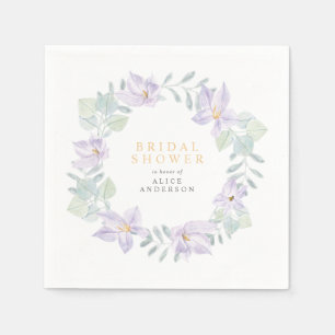 Elegante Waterverf Paarse Bloemen Bruidsdiner Servet