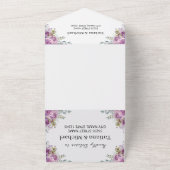 Elegante waterverf paarse Bloemen QR Code Bruiloft All In One Uitnodiging (Buitenkant)