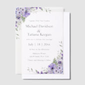 Elegante waterverf paarse bloemenbruiloft vellum uitnodigingen (Offset)