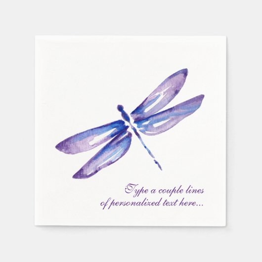 Elegante Waterverf Paarse Dragonfly Papier servett Servetten (Voorkant)