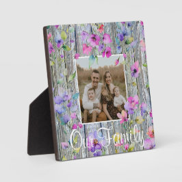 Elegante waterverf paarse wilde bloemen barnwood fotoplaat