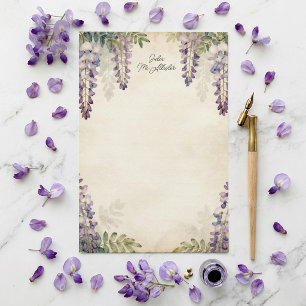 Elegante waterverf paarse Wisteria vintage bloemen Briefpapier