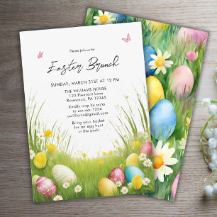Elegante Waterverf Paasbrunch Kaart