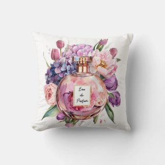 Elegante Waterverf parfumfles met bloemen Kussen