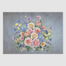 Elegante Waterverf Pastel Bloemen Decoupage