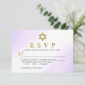 Elegante Waterverf Pastel Paarse Gouden Bat Mitswa RSVP Kaartje (Staand voorkant)