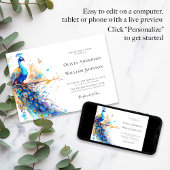 Elegante Waterverf Peacock bruiloft Kaart