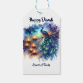 Elegante waterverf Peacock Diwali Cadeaulabel (Achterkant)