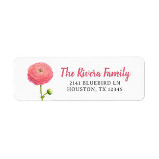 Elegante Waterverf Peony Retouradres Etiket