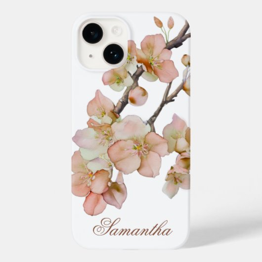 Elegante waterverf perzikkleurige bloemen Case-Mate iPhone case (Achterkant)