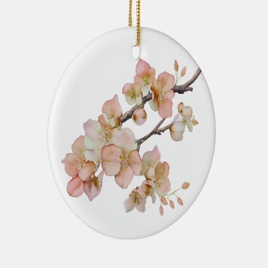 Elegante waterverf perzikkleurige bloemen keramisch ornament (Rechts)