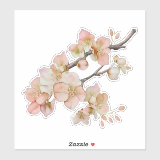 Elegante waterverf perzikkleurige bloemen sticker (Vel)