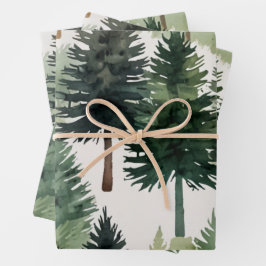 Elegante Waterverf Pine Tree Christmas Inpakpapier Vel
