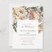 Elegante Waterverf Pioen Bruiloft Uitnodiging (Voorkant)