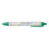 Elegante Waterverf pioenbloem monogram Zwarte Inkt Pen (Bodem)