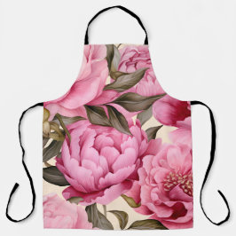 Elegante Waterverf Pioenbloemen Schort