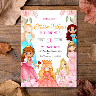 Elegante Waterverf prinsessen Floral Verjaardag Kaart