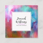 Elegante Waterverf QR Code Kleurrijke Patroon Mode Vierkante Visitekaartje (Voorkant)