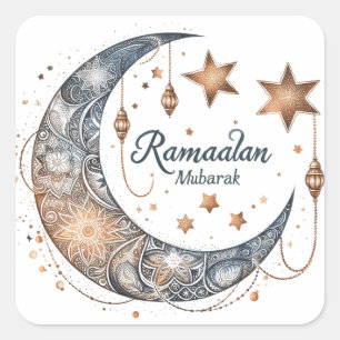 Elegante waterverf Ramadan Kareem Mubarak Vierkante Sticker