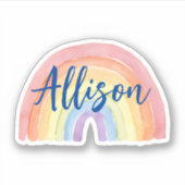 Elegante Waterverf regenboognaam Sticker (Voorkant)