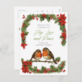 Elegante waterverf robijnen en krans Kerstmis Feestdagenkaart (Voorkant / Achterkant)