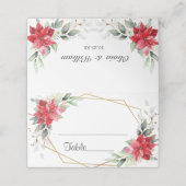 Elegante Waterverf Rode Poinsettia Trouwtafel (Buitenkant ongevouwen)