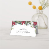 Elegante Waterverf Rode Poinsettia Trouwtafel (Achterkant)