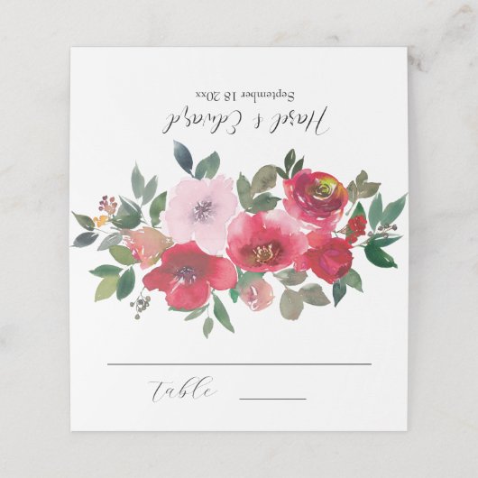 Elegante Waterverf Rode roos Bloemenbruiloft (Buitenkant ongevouwen)