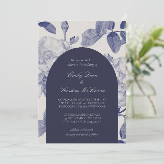 Elegante Waterverf Roos bruiloft uitnodiging (Staand voorkant)