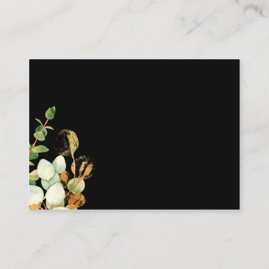 Elegante Waterverf Roos Gold Greenery Informatiekaartje (Achterkant)