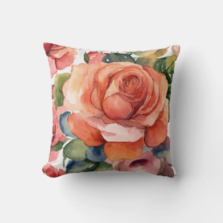 Elegante Waterverf Roos illustratie Kussen