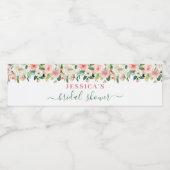 Elegante Waterverf Roze Bloemen Bloemstuk Waterfles Etiket (Enkel label)