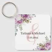 Elegante waterverf roze bloemen bruiloft gunst sleutelhanger (Voorkant)