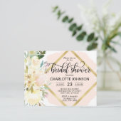 Elegante Waterverf Roze Bloemige Bruidsdouche Briefkaart (Staand voorkant)