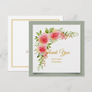 Elegante Waterverf Roze Bloemige Dankjewel Notitiekaartje