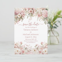 elegante waterverf roze bloemige save the date kaa