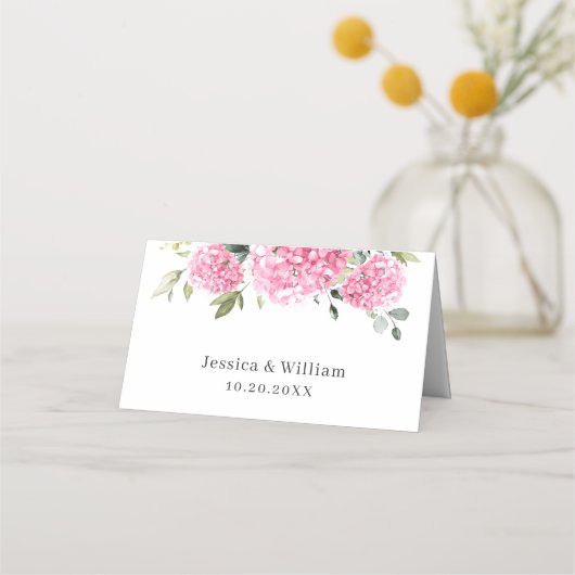 Elegante Waterverf Roze Blush Hydrangea Bruiloft (Achterkant)